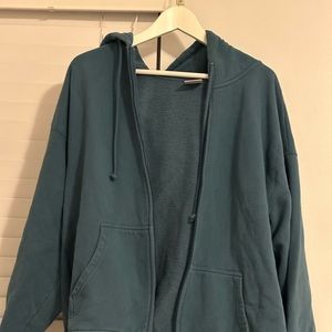Aritzia Teal Blue Zip Up Sweater